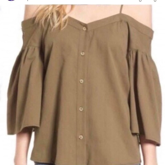 BP Olive Green Off Shoulder Flowy Blouse - Picture 1 of 6